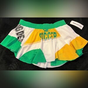🆕 Urban Outfitters BDG Asymmetrical Green Yellow White Mesh Skort Medium NWT